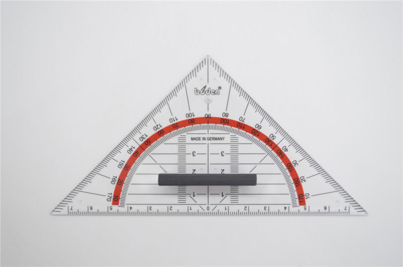 Protractor and Triangular Plastic Ruler for Office Stationery