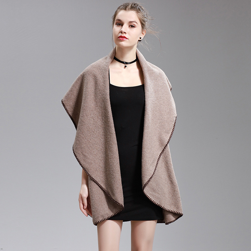 Womens Cashmere Feel Fancy Cape Stole Poncho Shawl (SP298)