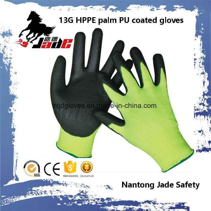 13G PU Coated Cut Safety Work Gloves Level Grade 3 and 5