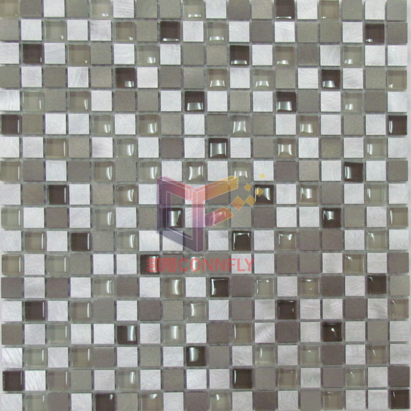 8mm and 10mm Thicknedd Mixed Glass Aluminium Mosaic (CFA28)