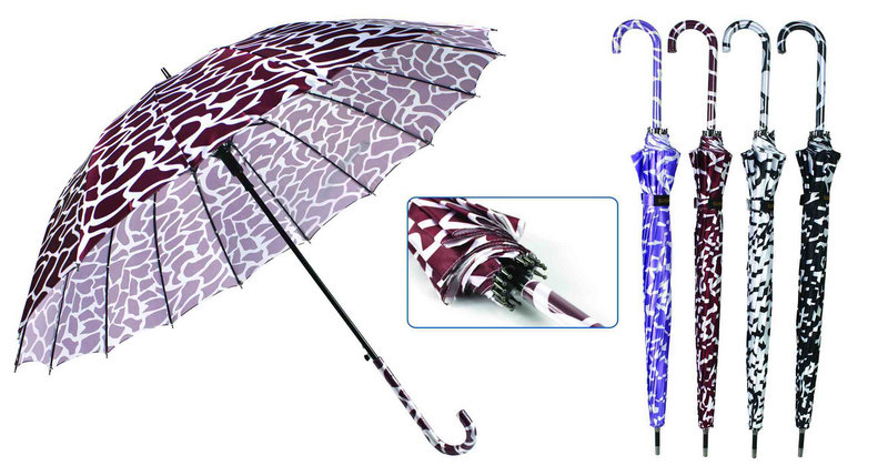 Water Ripple Print 16 Ribs Automatic Satin Umbrella (YS-SM23163901R)