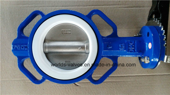 PTFE Seated Handle Wafer Butterfly Valve Without Pin