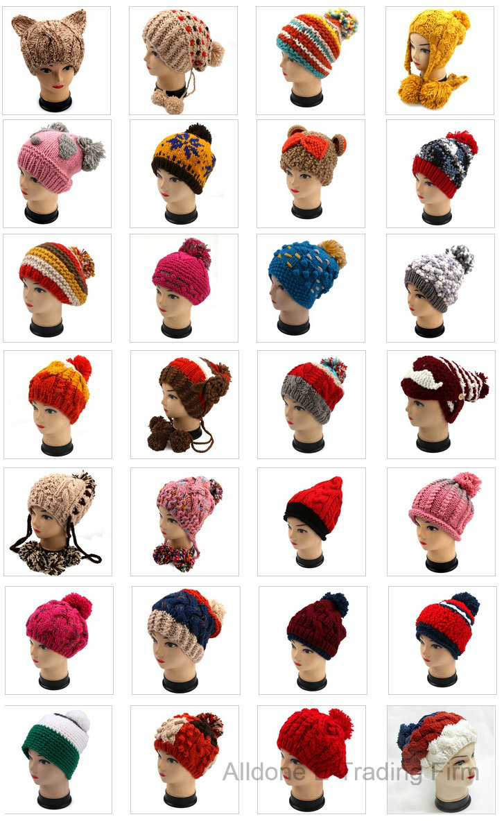 Factory Hand Knit Wool Hat Louchy Pineapple Beanie Hat Cap