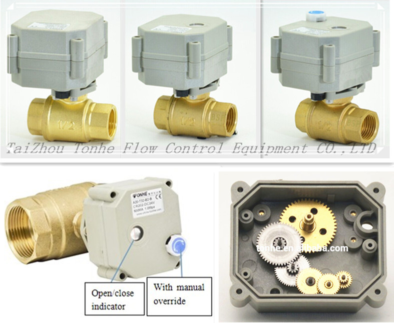 1/2'' 2 Way Electric Motorized Brass Ball Valve for Automatic Watering (T15-B2-B)