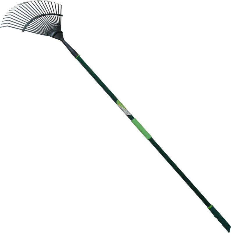 High Quality Garden Tools Carbon Steel Leaf Rake with Fibreglass Handle