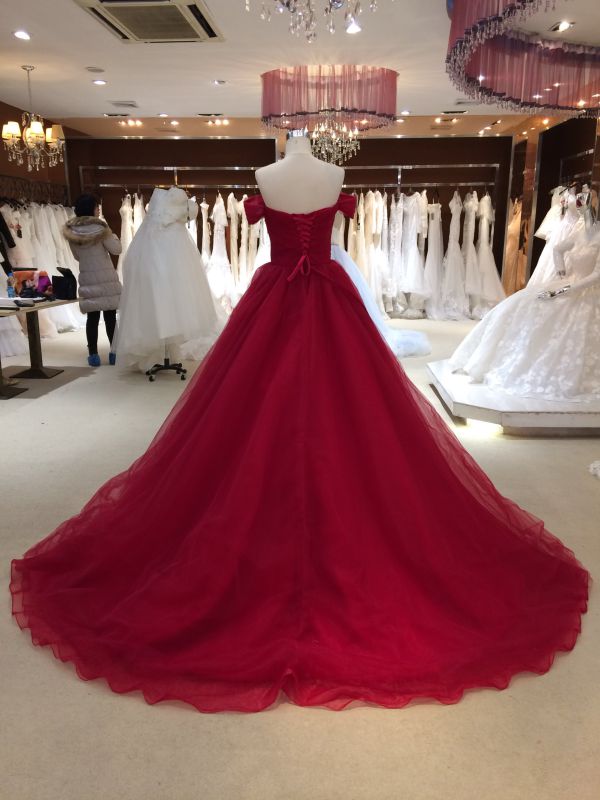 Princess Ball Gown Red Wedding Dress