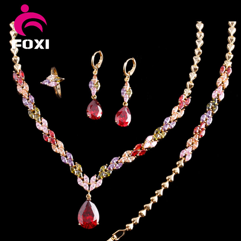 New Products 2016 Plated White Gold 5 Pieces Fashion Jewelry Sets