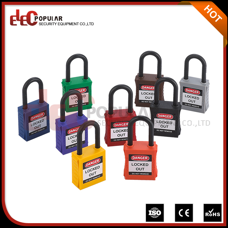 ABS Padlock with Nylon Shackle, Non-Conductive Security Lockout,