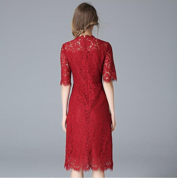 Fashion Latest Red Lace Charming Women's Dress