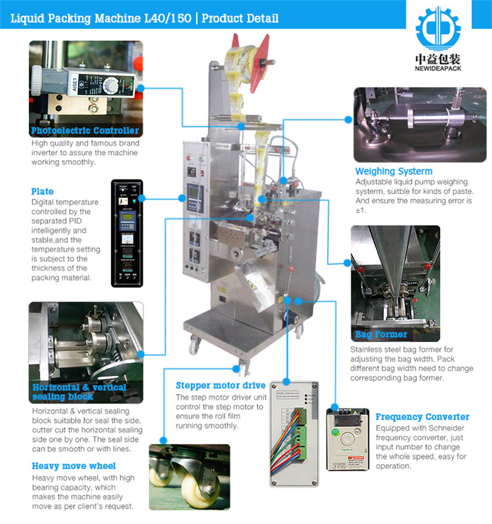 ND-L40/150 3 Sides or 4 Sides Liquid Packing Machine