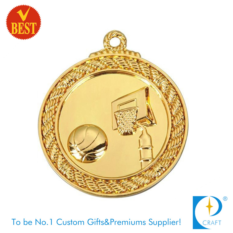 High Quality China Customized Gold Plating 3D Basketball Medal in Zinc Alloy