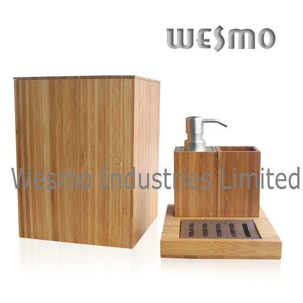 Compact Bamboo Bath Set (WBB0301A with waste basket)