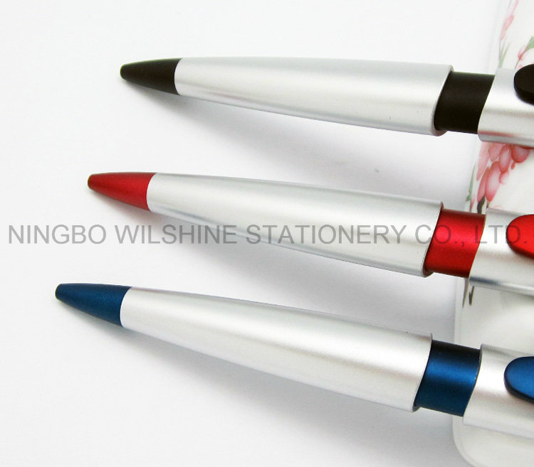 Silver Plastic Ball Pen with Color Parts for Promotion (BP0236S)