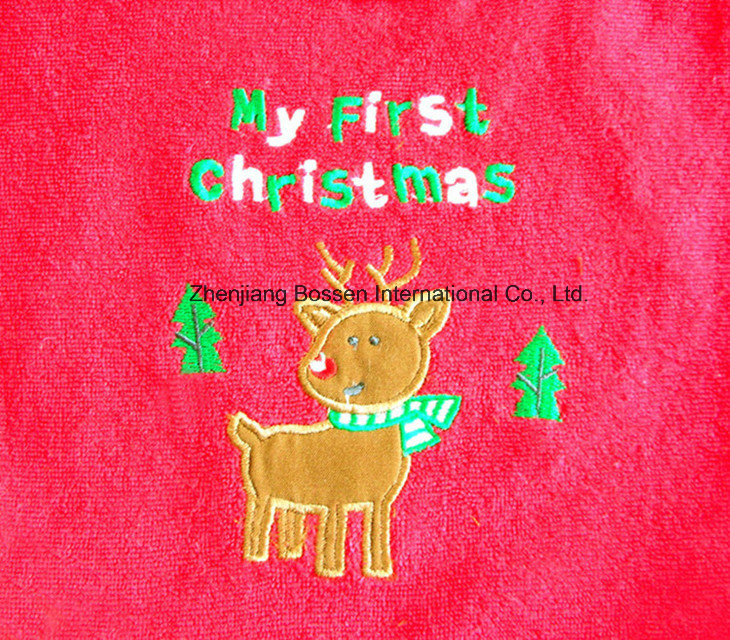 OEM Produce Customized Logo Embroidered Christmas Festival Promotional Cotton Baby Bib