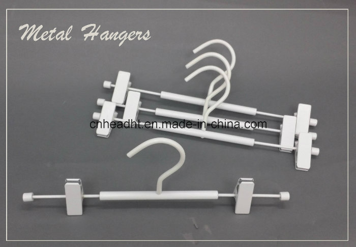 Metal Bottom Plastic Covered Trousers Hanger with Clips