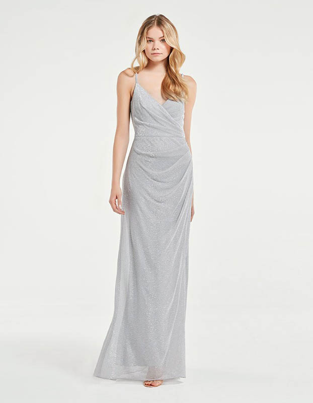 Luxurious Sparkle Flattering Draped Bridesmaid Dress