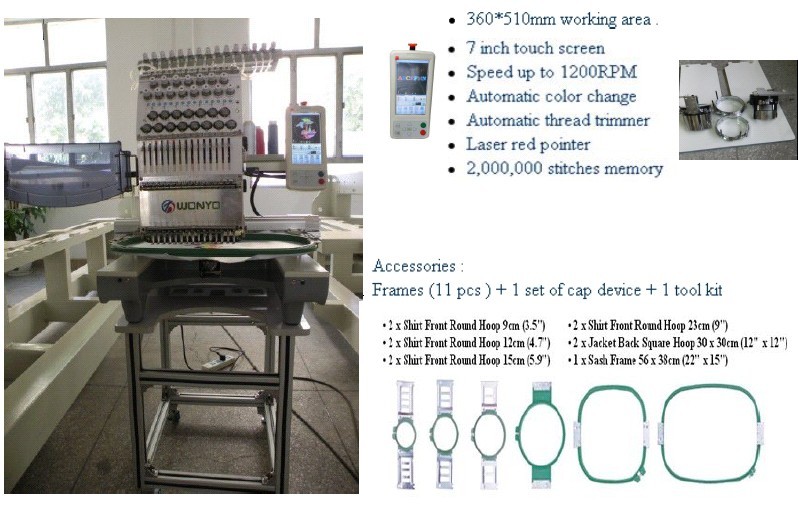 Single Head Embroidery Machinery for Cap T-Shirt Logo Embroidery