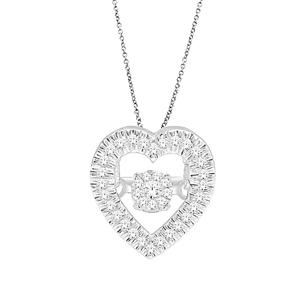 Heart Shape Dancing Diamond Jewelry 925 Silver Pendants