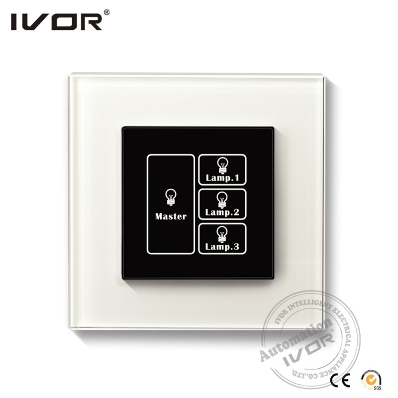 3 Gangs Lighting Switch Touch Panel with Master Control Glass Frame (HR1000-GL-L3M)