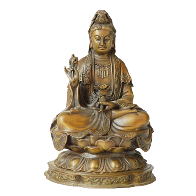 Buddha Bronze Sculpture Lotus Avalokitesvara Brass Statue Tpfx-B90