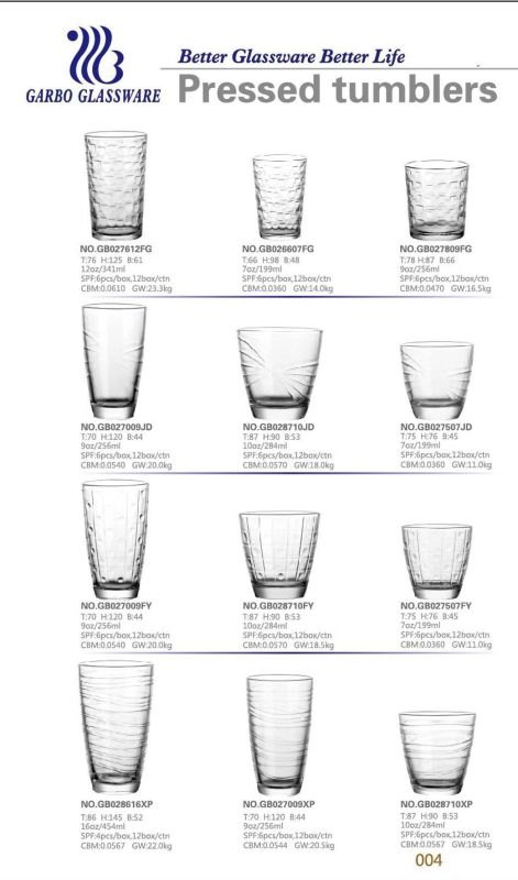 9 Oz Wave Design Clear Whisky Glass Cup (GB027809B)