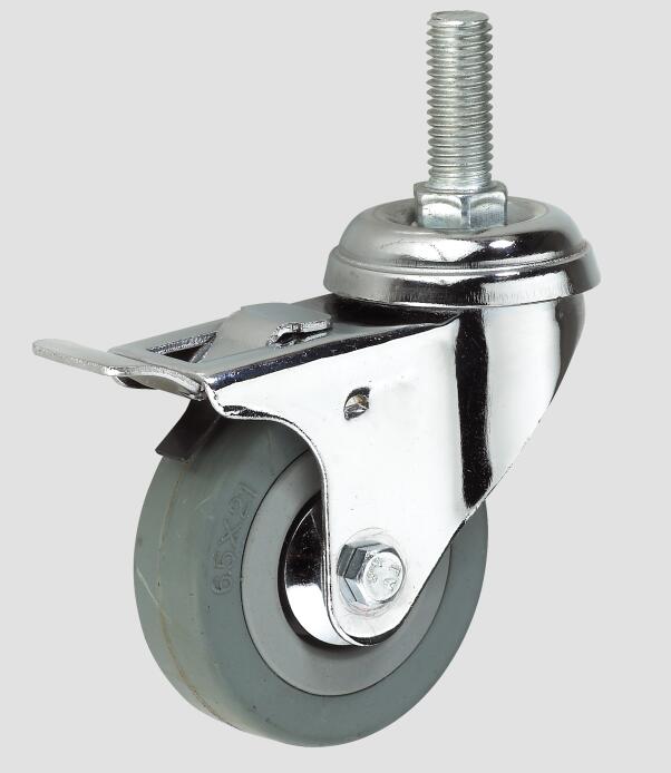 Gray Rubber Thread Industry Caster with Whole Brake