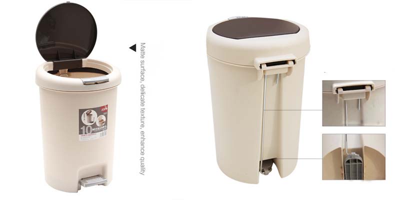 Round Pedal 10L Plastic Waste Bin