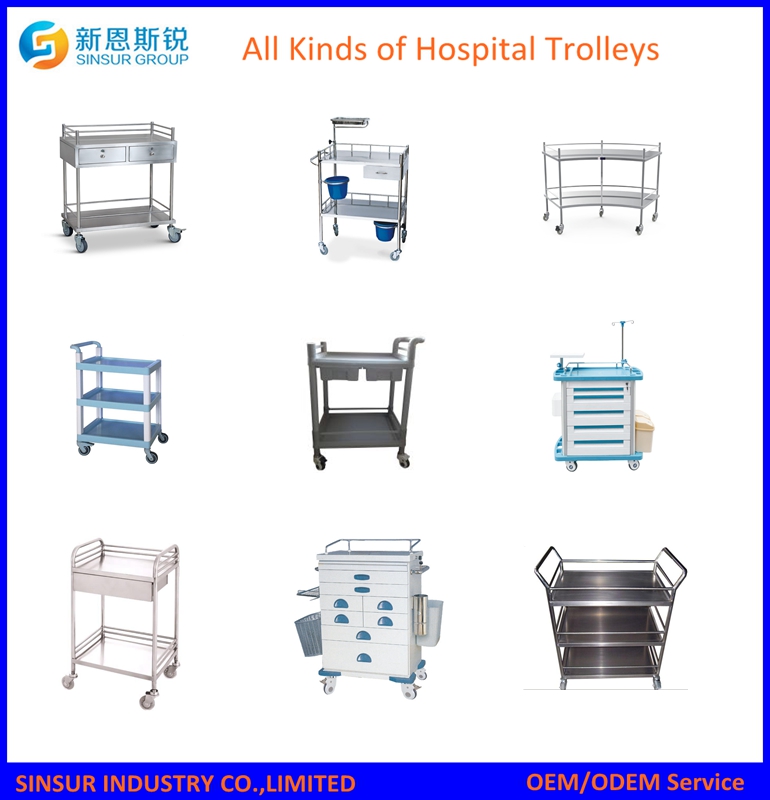 Hospital Stainless Steel Fan Shaped Operation Apparatus Table/Instrument Trolley