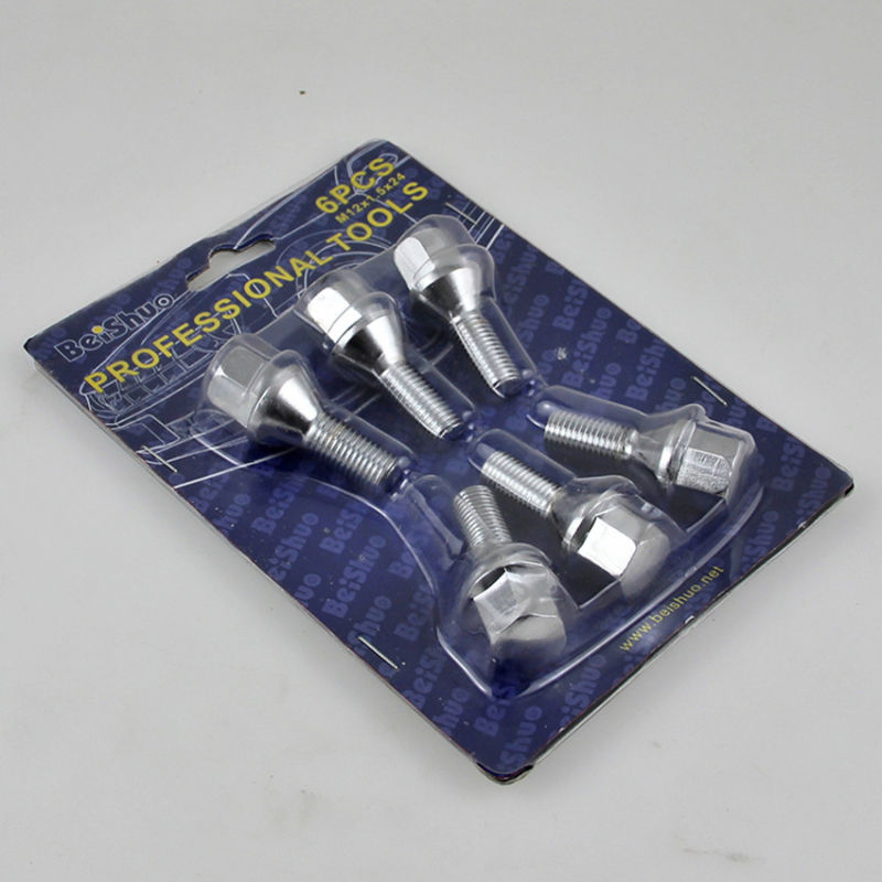 6PCS Hex Wheel Lug Bolt with Chrome Surface