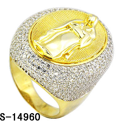 Hip Hop Jewelry Men's Stuff 925 Pure Silver Micro Pave CZ Men Ring. (S-14961)