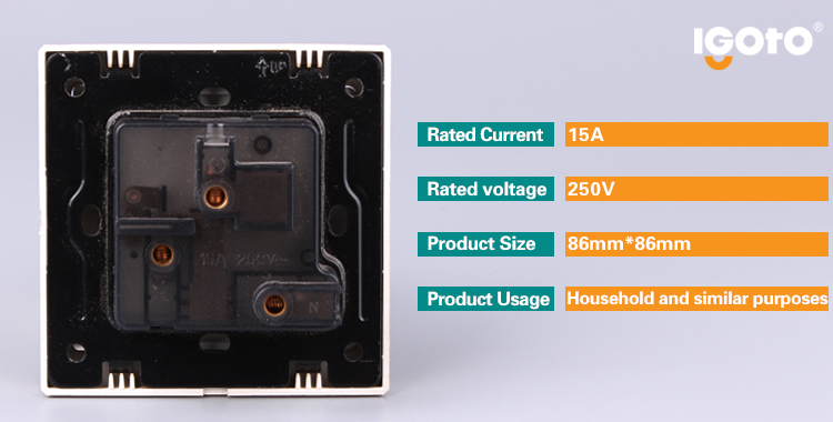 UK Standard 15A 250V Single Pole Socket 3-Pin Plug Socket