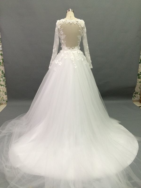 Aoliweiya Customize Bridal Wedding Dresses with Flower Appliques