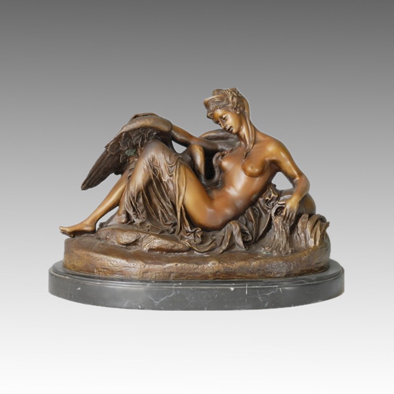 Nude Statue Linda&Swan Bronze Sculpture, a. Carrier TPE-133