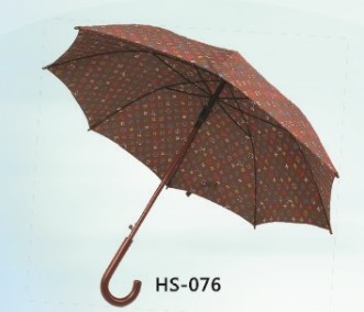 Auto Open Wooden Shaft Straight Umbrella (HS-076)