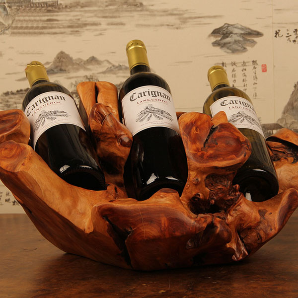 Carved Wine Rack Natural Handmade Wooden Wine Rack