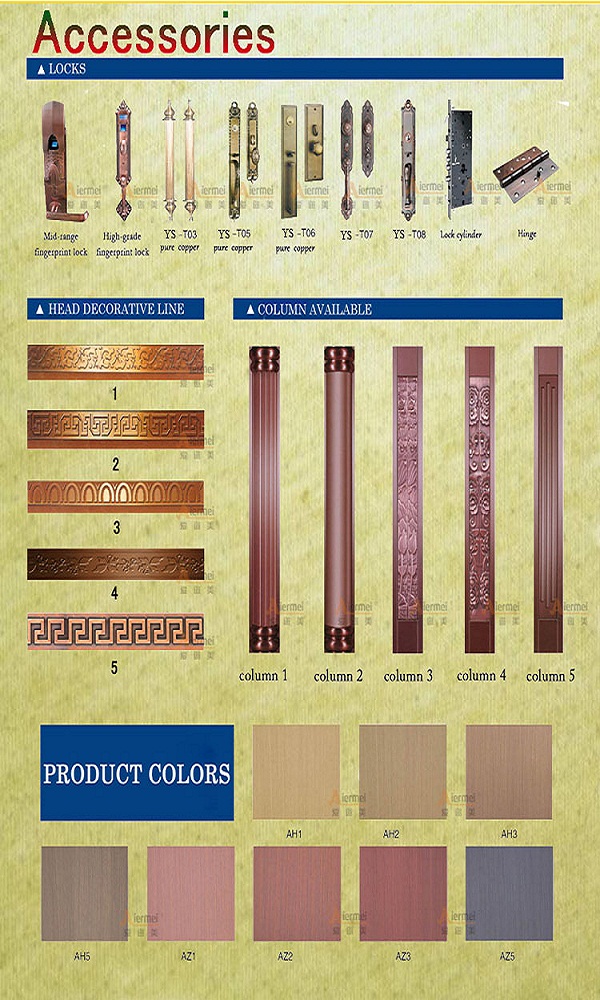 Woodwin New Design Top Quality Handwork Pure Copper Door