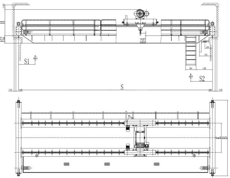 Widely Applied in Workshop Lh Type Double Girder Overhead Crane