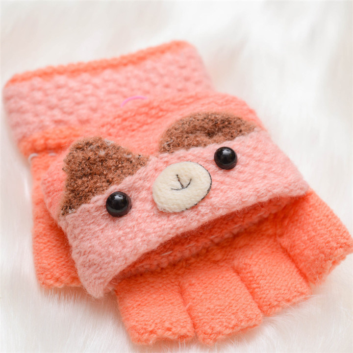 Wholesale Children Warmer Bear Glove Kids Cute Bear Cartoon Knit Glove