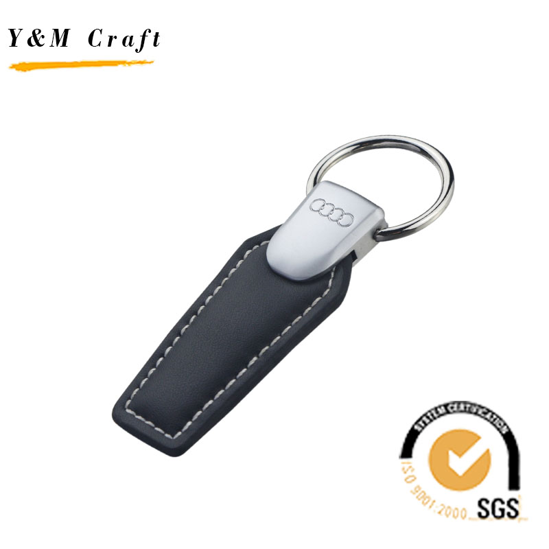 Promotional Metal Leather Key Chain Audi Car Key Ring (Y04032)