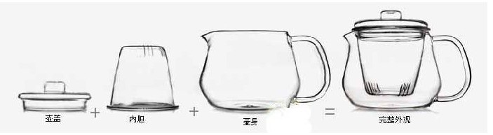 100% Hand Blown Chinese Glass Tea Pot