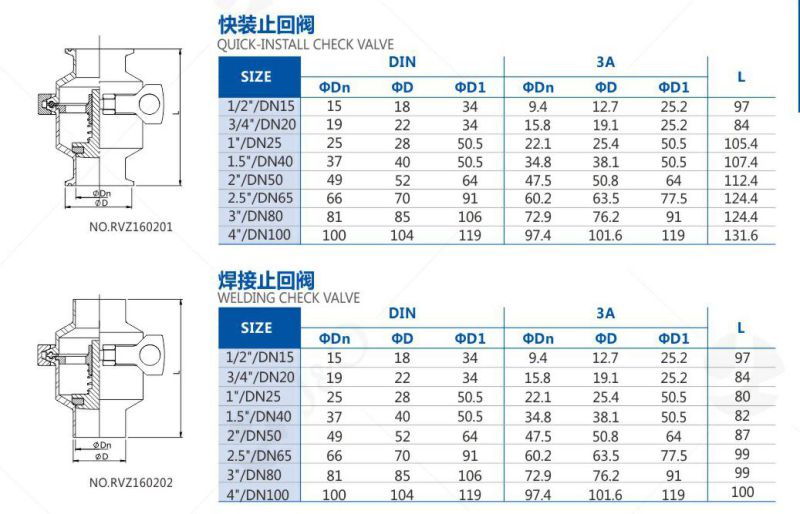 Sanitary Stainless Steel Welding Check Valve