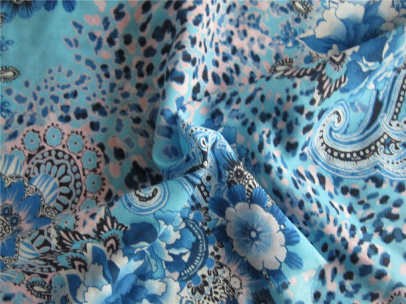 75D Printed Polyester Crepe Chiffon Fabric for Dress