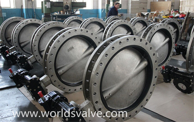 Large Diameter Gear Box U Type Double Flange Butterfly Valve