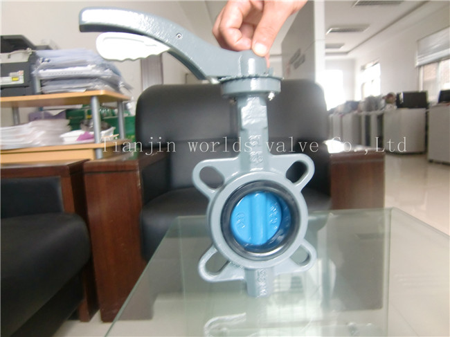 Aluminium Hand Lever Ductile Iron Wafer Butterfly Valve with Ce ISO Approved