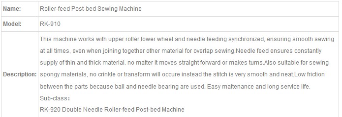 Zy9920 Double Needle Post Bed Lockstitch Industrial Sewing Machinery