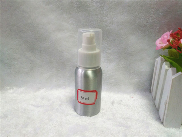 Silver 50ml Aluminum Bottle with White Sprayer and Clear Cap