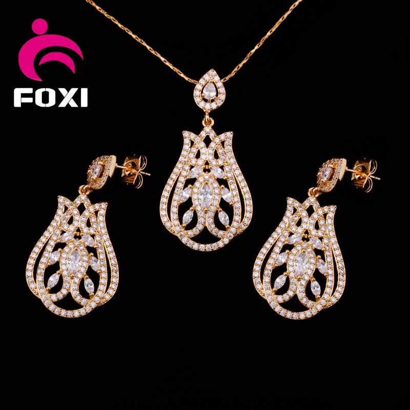 Luxurious Design fashion Gold Plated Costume Jewelry Set for Party