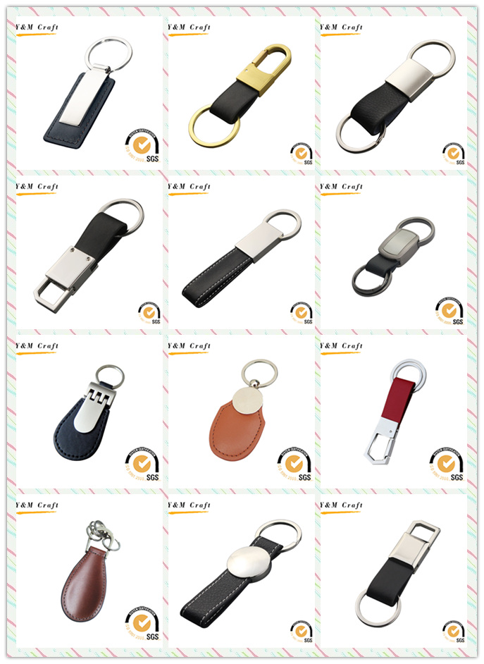 Custom Special High Quality Red PU Leather Metal Key Ring