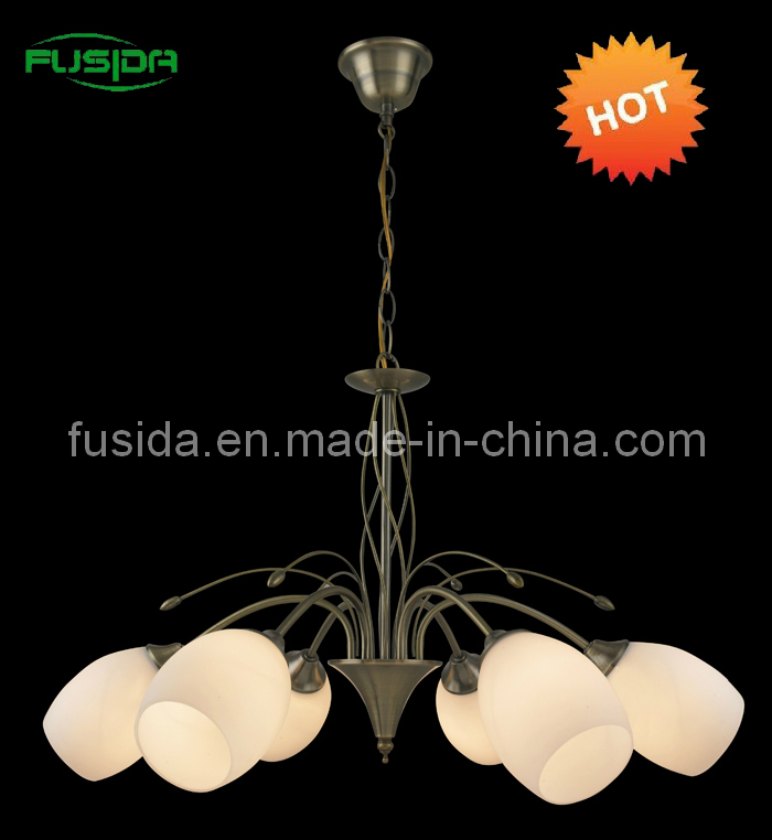 Traditional European Style Home Decoration Light White Glass Chandelier