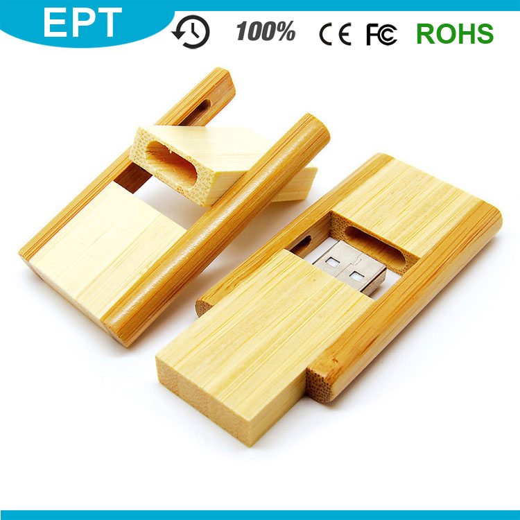 Beige Swivel Wooden OEM Wholesale USB Flash Drive (TW007)